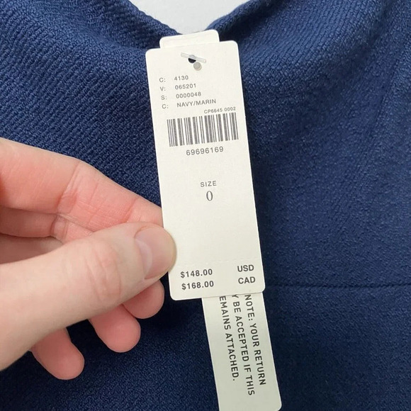 NWT Maeve by Anthropologie Mini Shift Dress Womens 0 Navy Blue Open Back - Picture 4 of 7
